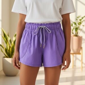 Lululemon Work It Out Purple Women Short LinerLess Gym and Running SZ 12